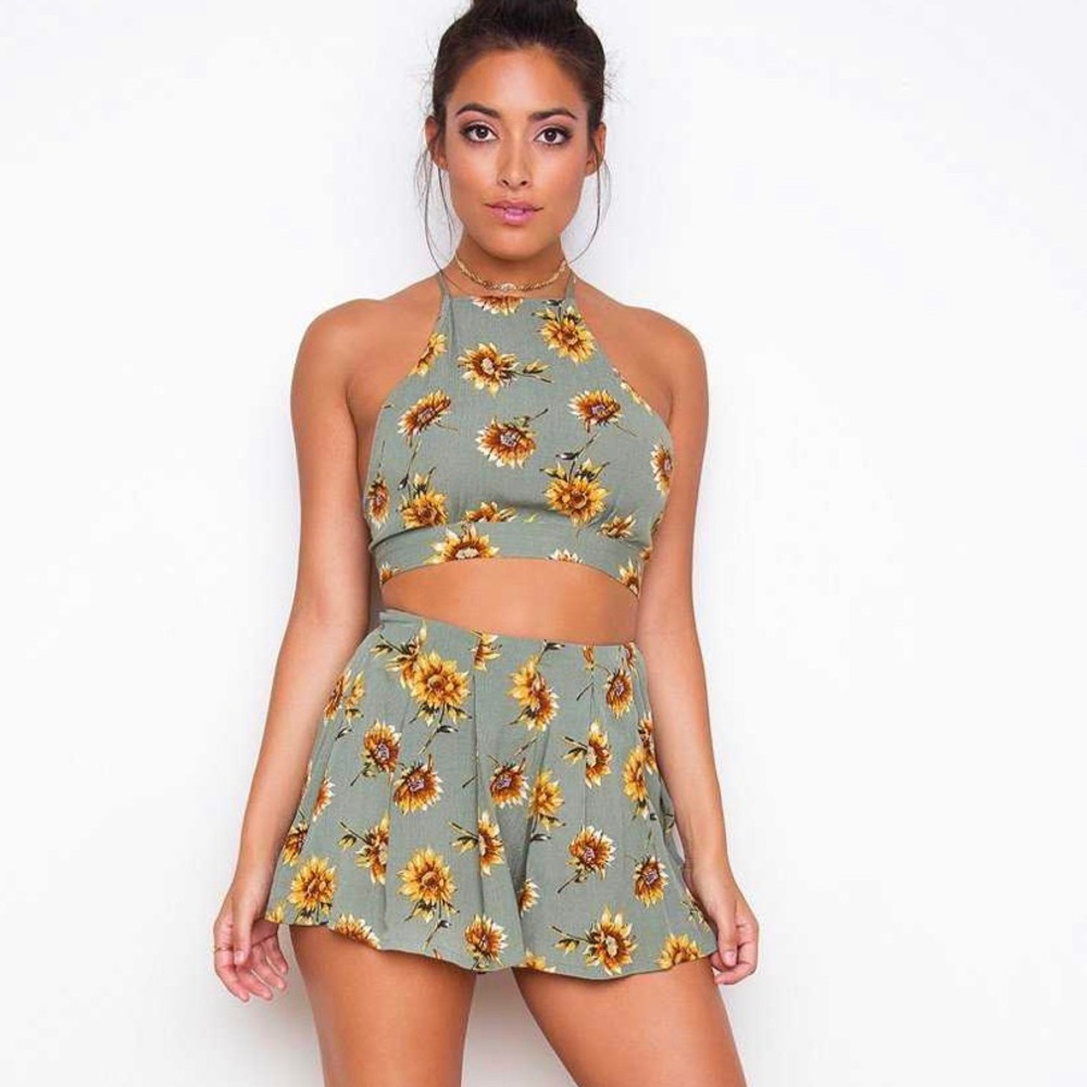 Shop Priceless Cross-back Sunflower Crop Top